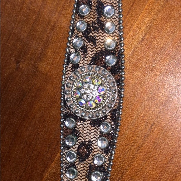 Bedazzled western belt real leather